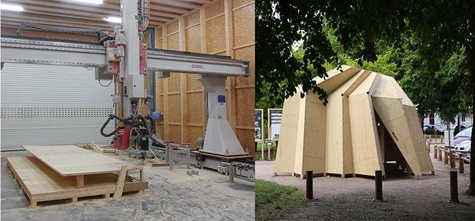 　J. MEYER, G. DUCHANOIS, J-C. BIGNON  and A. BOUALI  COMPUTER DESIGN AND　　　　　DIGITAL MANUFACTURING OF FOLDED ARCHITECTURAL STRUCTURES COMPOSED OF 　　WOOD PANELS, Proceedings of CAADRIA2015