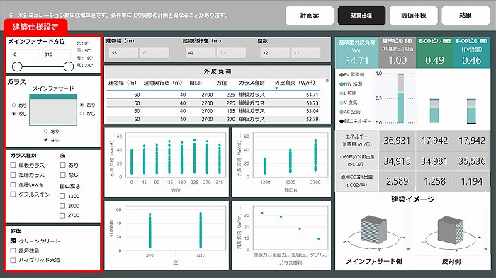 　建築仕様入力画面　Ⓒ大林組