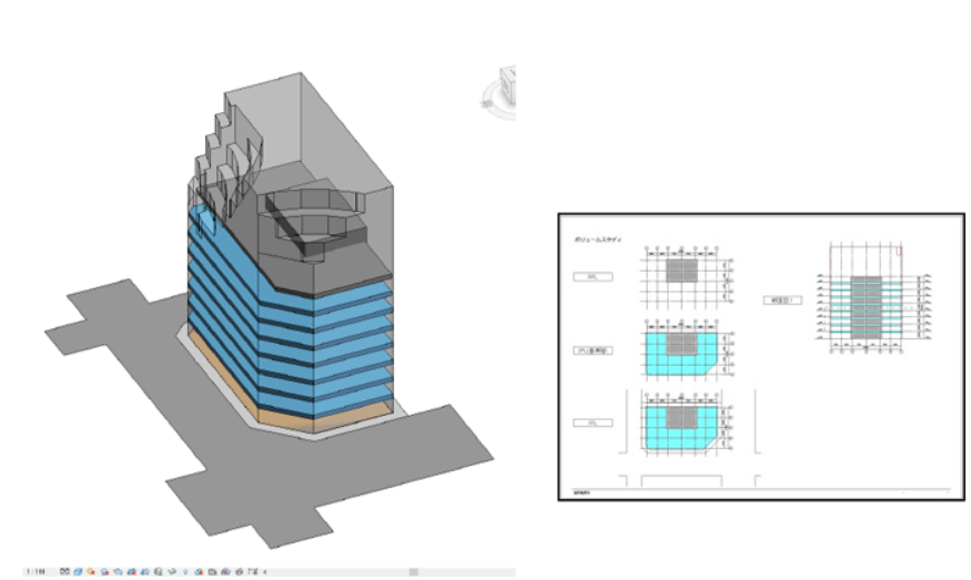 　本ツールにより得られた最適設計案（Revitモデル）の一例　Ⓒ大成建設
