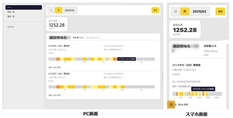 　Webアプリ画面（ホーム）　Ⓒ飛島建設