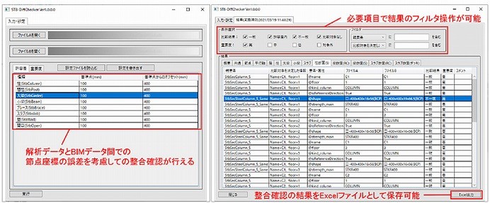 　 入力画面　　　   　　　　　　　　　　　出力画面　　　　　　　　　　Ⓒ日建設計／日本設計