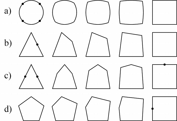 　図6. 辺を分割または接合して辺の数を合わせた例。点の位置で分割または結合されている