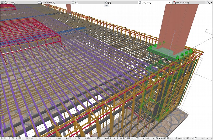 　BI For Archicadの鉄筋の3Dモデル