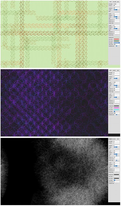 　　　　　　　　図11　エージェント・ベースのグラフィックのWebアプリで生成
　　　　　　　　されたグラフィック例
　　　　　　　　※上記の画像、キャプションをクリックするとWebアプリへリン
　　　　　　　　　クします。