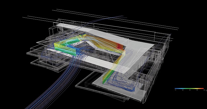 　シミュレーションの例（On the waterの室内気流のシミュレーション　提供:日建設計）