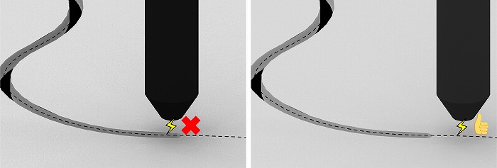 　図５．プラズマ放電切断のための通電部材のある/なし