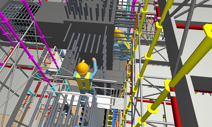 　Archicad上でのPCa取付と配筋作業イメージ（安全と作業性の検討中）